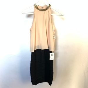 B. Darlin High Neck Bandage Dress Black Keyhole